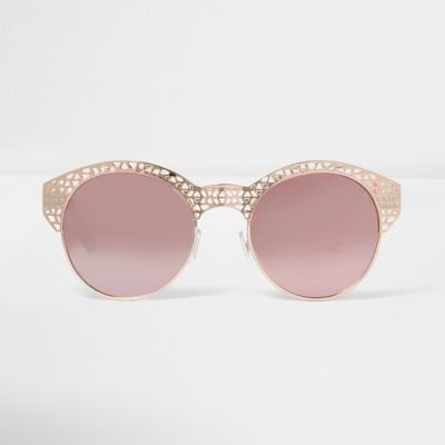 Gold rose mirror half frame sunglasses
